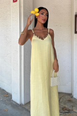 Sarı Slip Askılı Elbise
