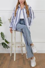 Çizgili oversize gömlek